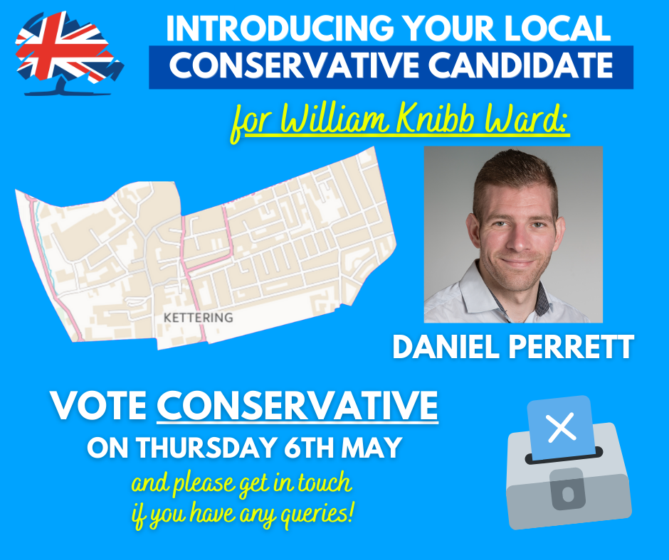 Conservative candidate for William Knibb Kettering Town Centre Daniel Perrett